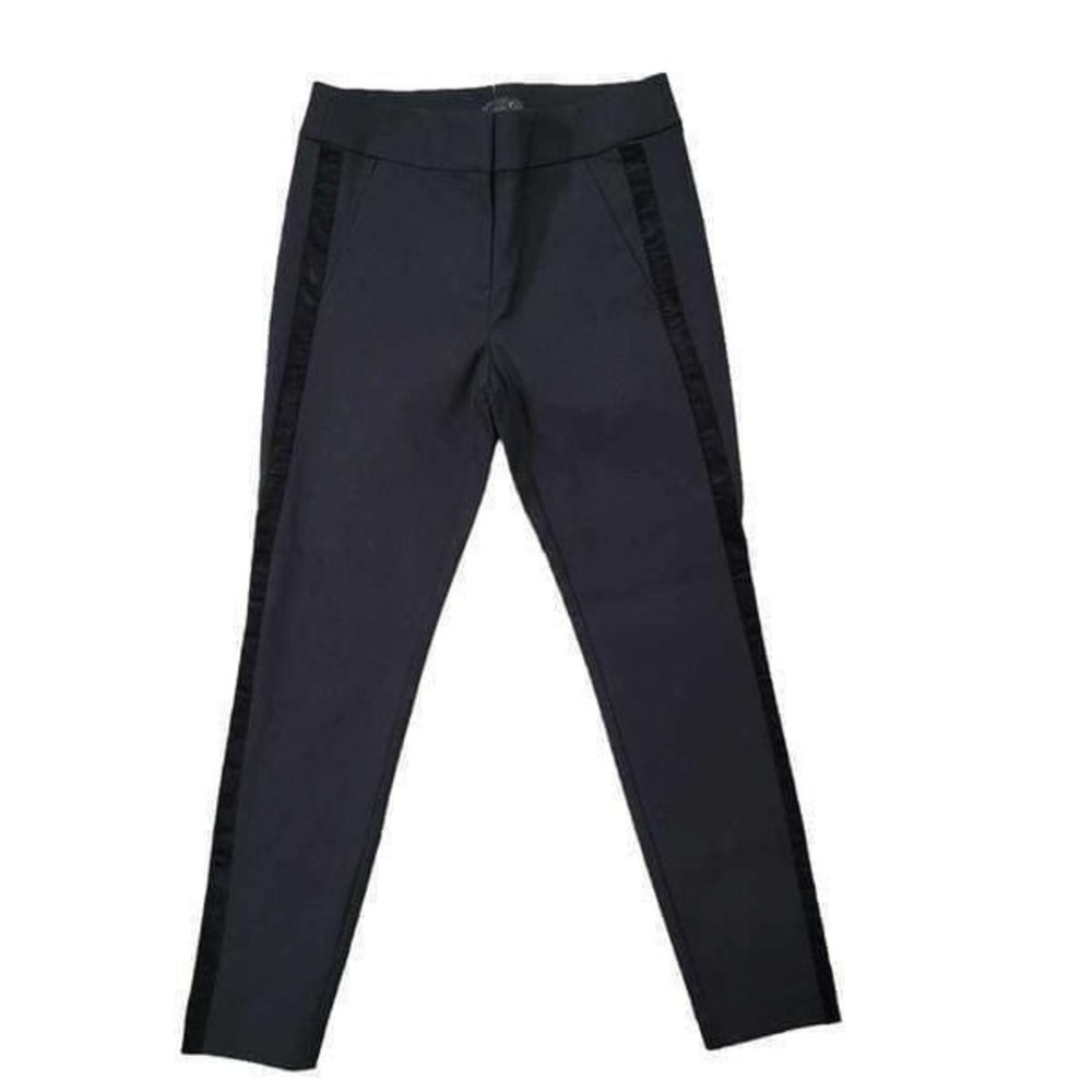 LOFT Petite Marisa Black Velvet Stripe Pants Size 2P